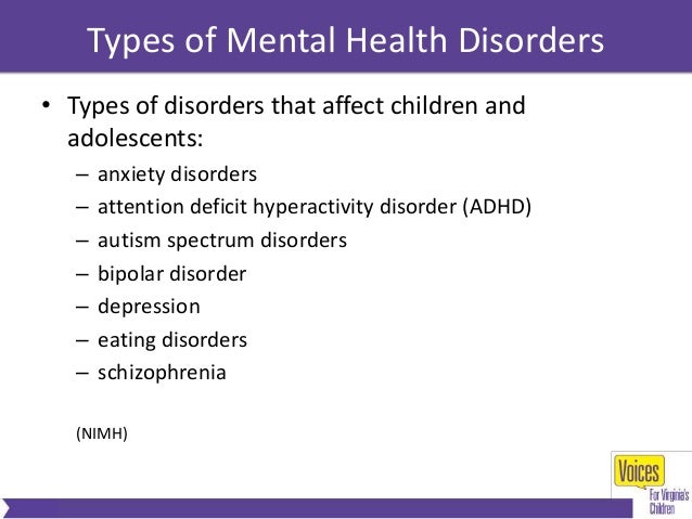 types of mental disorders