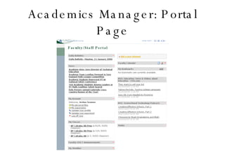 Academics Manager: Portal Page 
