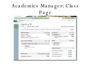 Academics Manager: Class Page 