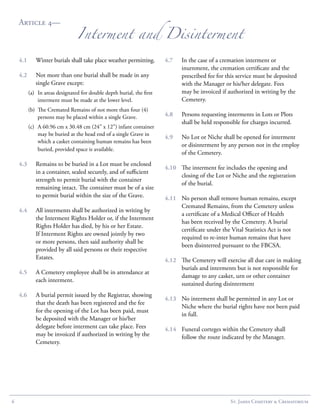 Bylaws of St. James Cemetery & Crematorium, Toronto | PDF