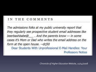Chronicle of Higher Education Website, 11/14/2008
 