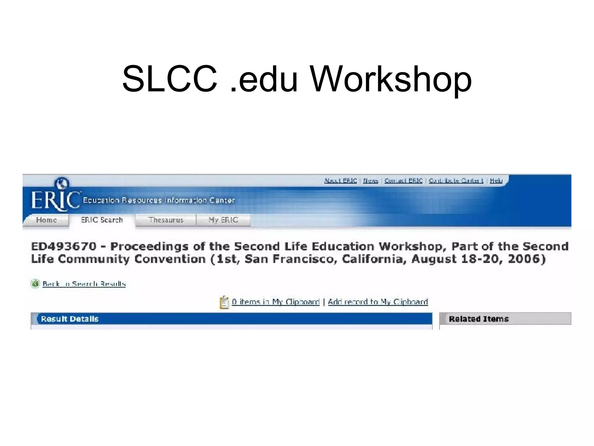 SLCC .edu Workshop 