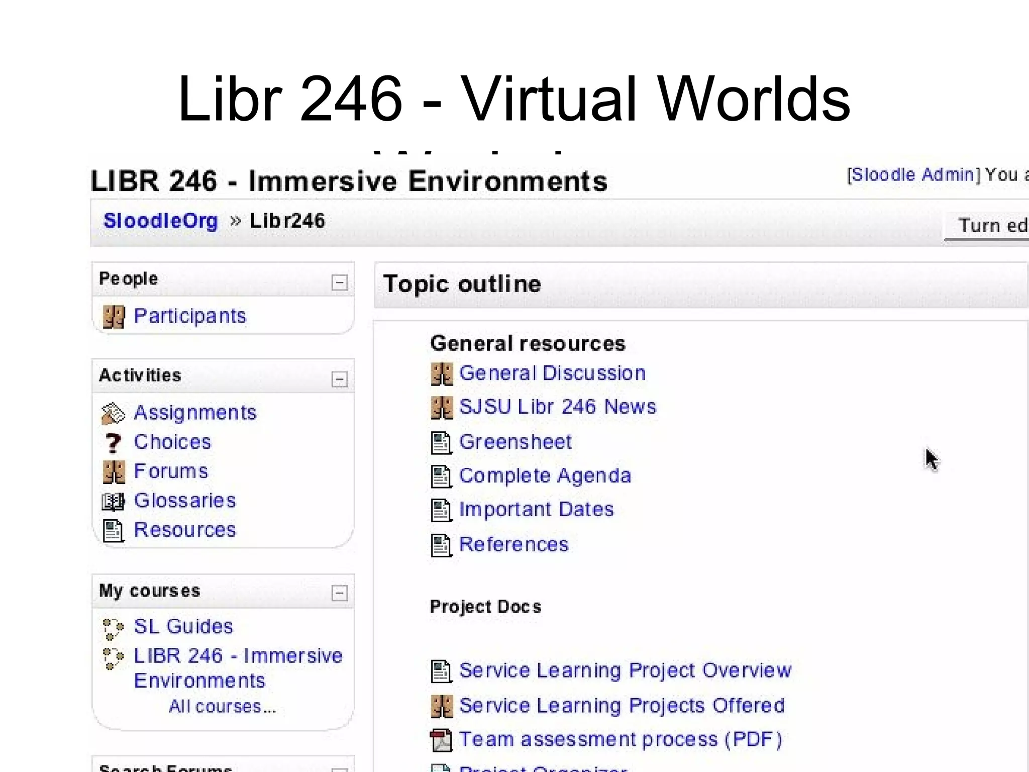 Libr 246 - Virtual Worlds Workshop screenshot 