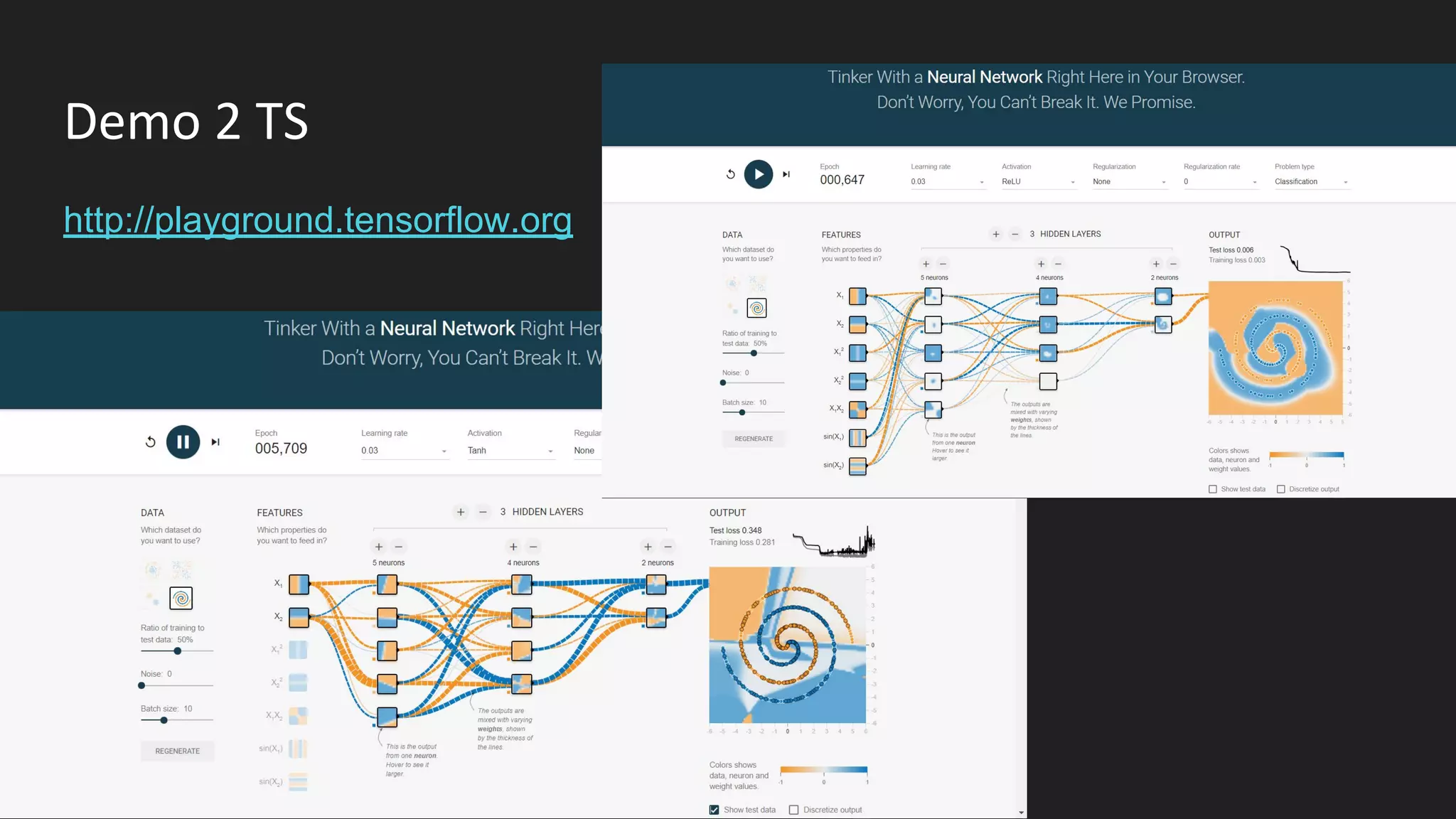 Demo 2 TS
http://playground.tensorflow.org
 