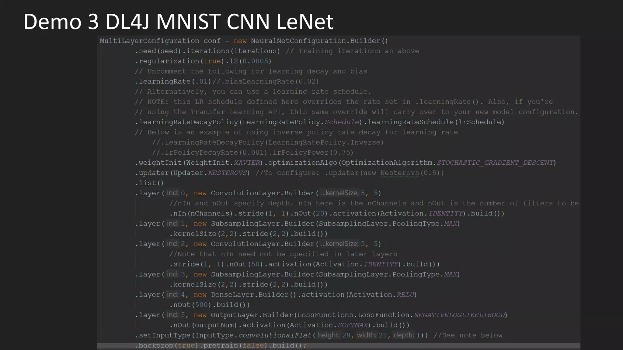 Demo 3 DL4J MNIST CNN LeNet
 