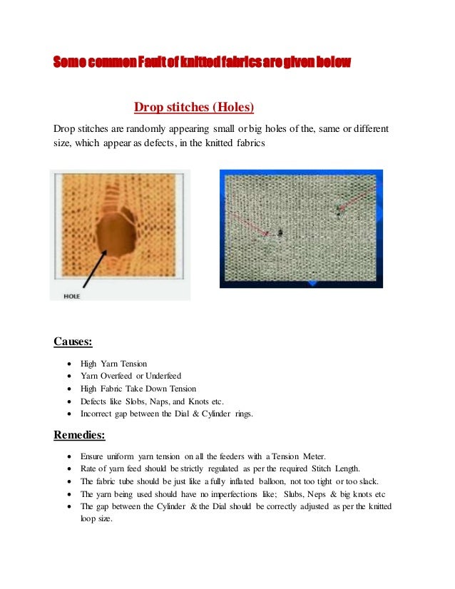 Faults in the Knitted Fabrics