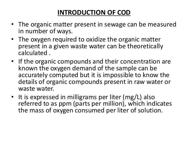 Analytical Method: Cod Measurement In Waste Water – EKAGMA