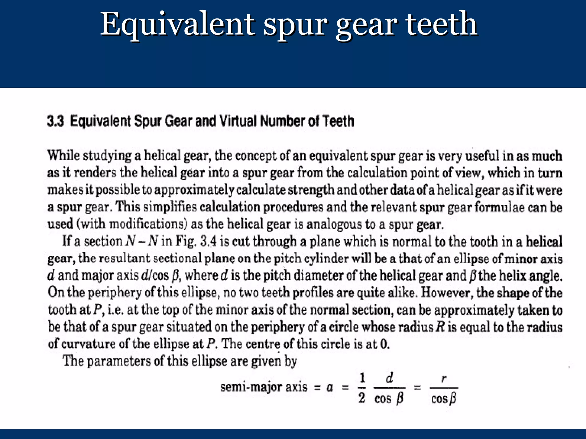 Equivalent spur gear teeth 