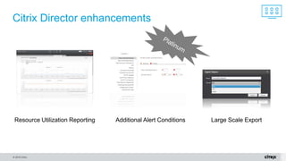© 2016 Citrix.
Citrix Director enhancements
Resource Utilization Reporting Additional Alert Conditions Large Scale Export
 