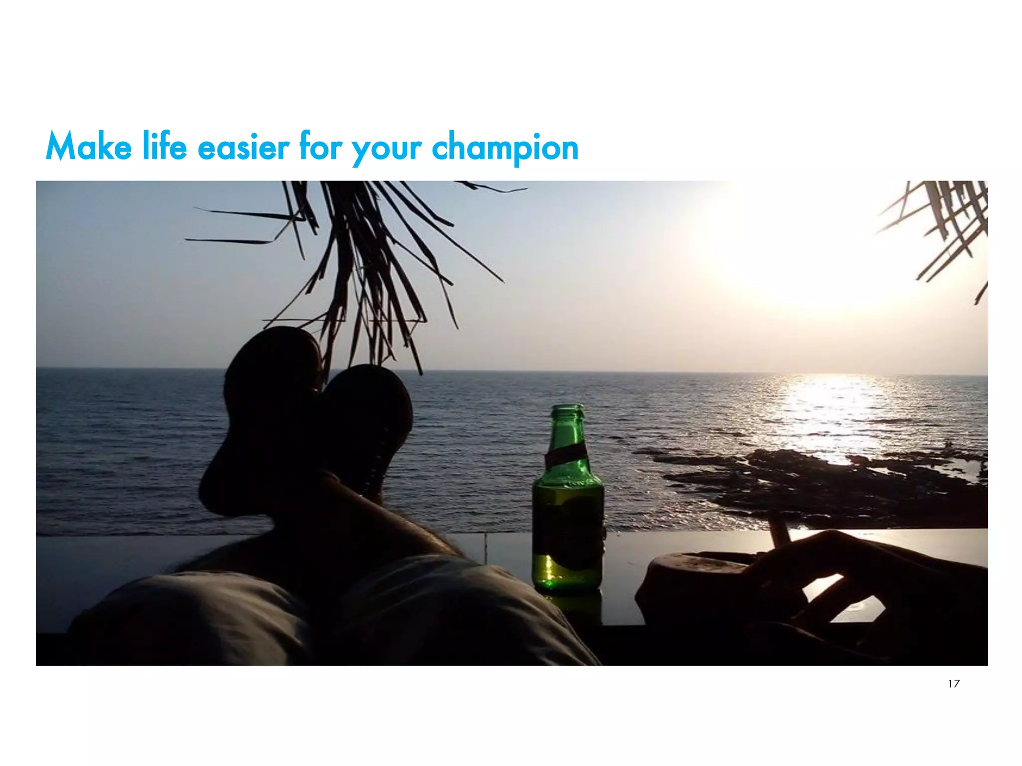 Make life easier for your champion
17