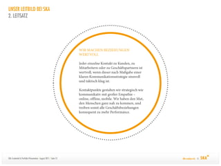 UNSER LEITBILD BEI SKA
2. LEITSATZ




SKA Credential & Portfolio-Präsentation / August 2011 / Seite 12   Alle machen mit. ©
 