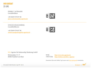 IHR KONTAKT
ZU UNS




SKA Credential & Portfolio-Präsentation / August 2011 / Seite 16   Alle machen mit. ©
 