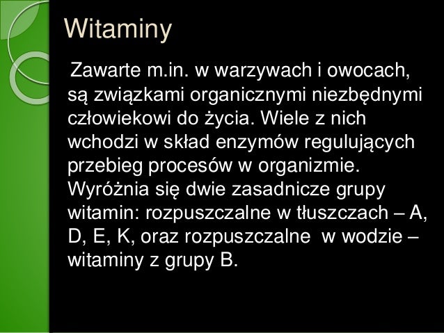 Składniki Pokarmów I Efekty Niedoboru Składników Odżywczych