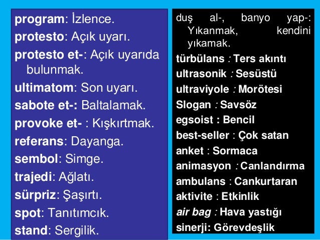 Sıkça Kullanılan Bazı Yabancı Kelimelerin Türkçe Karşılıkları (Gelişt…