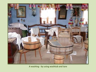 A washing - by using washtub and tare
