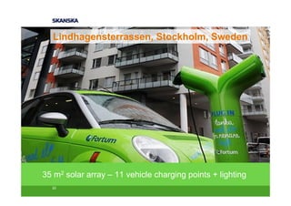 Lindhagensterrassen, Stockholm, Sweden




35 m2 solar array – 11 vehicle charging points + lighting
  20
 