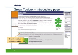 Green Toolbox – Introductory page




Green Education –
Training Package




      33
 