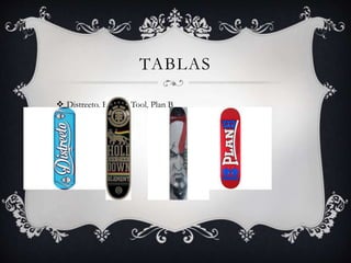 TABLAS 
 Distreeto, Elemet, Tool, Plan B 
 