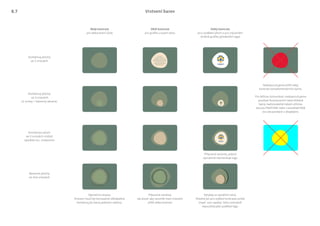 Vrstvení barev
Kombinuj plochy
ve 2 vrstvách
Kombinuj plochy
ve 3 vrstvách
(2 vrstvy + barevný akcent)
Větší kontrast
pro graﬁku a psaní textu
Velký kontrast
pro rozdělení ploch a pro zvýraznění
drobné graﬁky (především loga)
Malý kontrast
pro dekorativní účely
Nedoporučujeme příliš velký
kontrast komplementárních barev.
Pro běžnou komunikaci nedoporučujeme
používat ﬂuorescenční nebo křiklavé
barvy realizovatelné tiskem přímou
barvou PANTONE nebo v prostředí RGB
(na obrazovkách a displejích).
Kombinací ploch
ve 3 vrstvách můžeš
vytvářet tzv. vrstevnice
Barevné plochy
ve více vrstvách
Přípustná varianta, pokud
významně nezmenšuje logo
Výjimečná situace.
Vrstvení musí být koncepčně obhájitelné.
Kombinuj jen barvy jednoho odstínu.
Přípustná varianta,
ale pozor aby nevznikl mezi vrstvami
příliš velký kontrast
Vyhýbej se vytváření stínů.
Vhodné jen pro zvýšení kontrastu prvků
(např. vzor tapety). Stíny rozhodně
nepoužívej jako podklad loga.
Ihin intese
estium moerunu
licasdam o esilic vivivite
itili sedentilis, quam macidela
nessilicas conos, quitam tam
ad conesti enare, quis
etiusquam dienatua ditilis
bonculium intra.
8.7
 