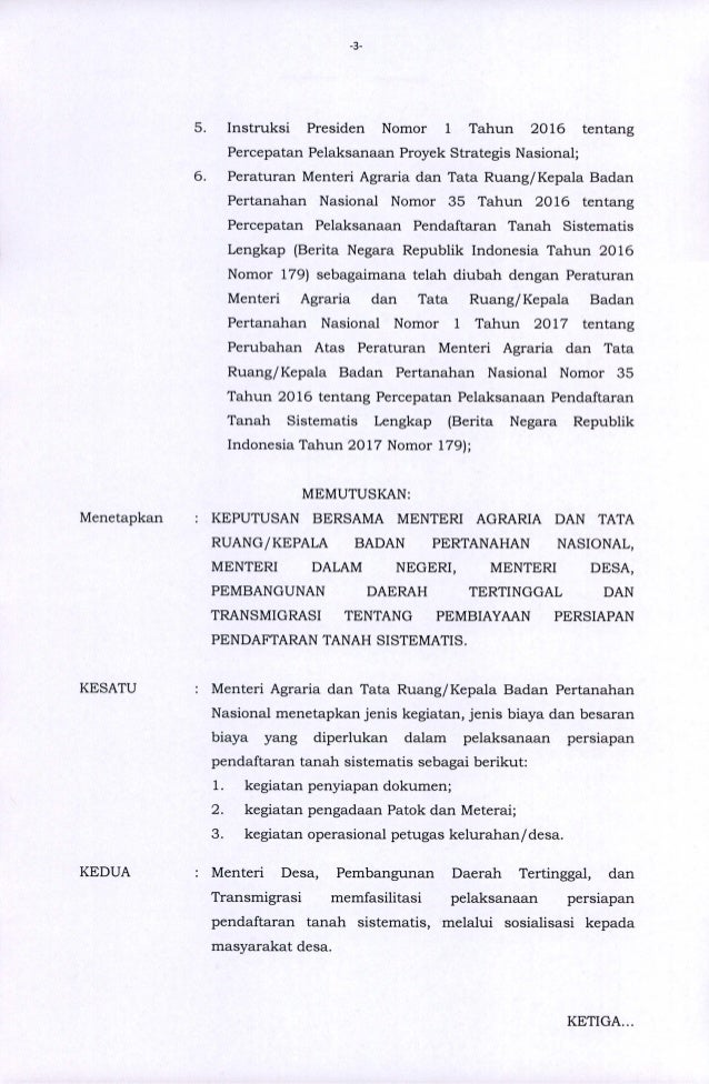 Skb 3 Menteri Atr Bpn Kemendagri Kemendes