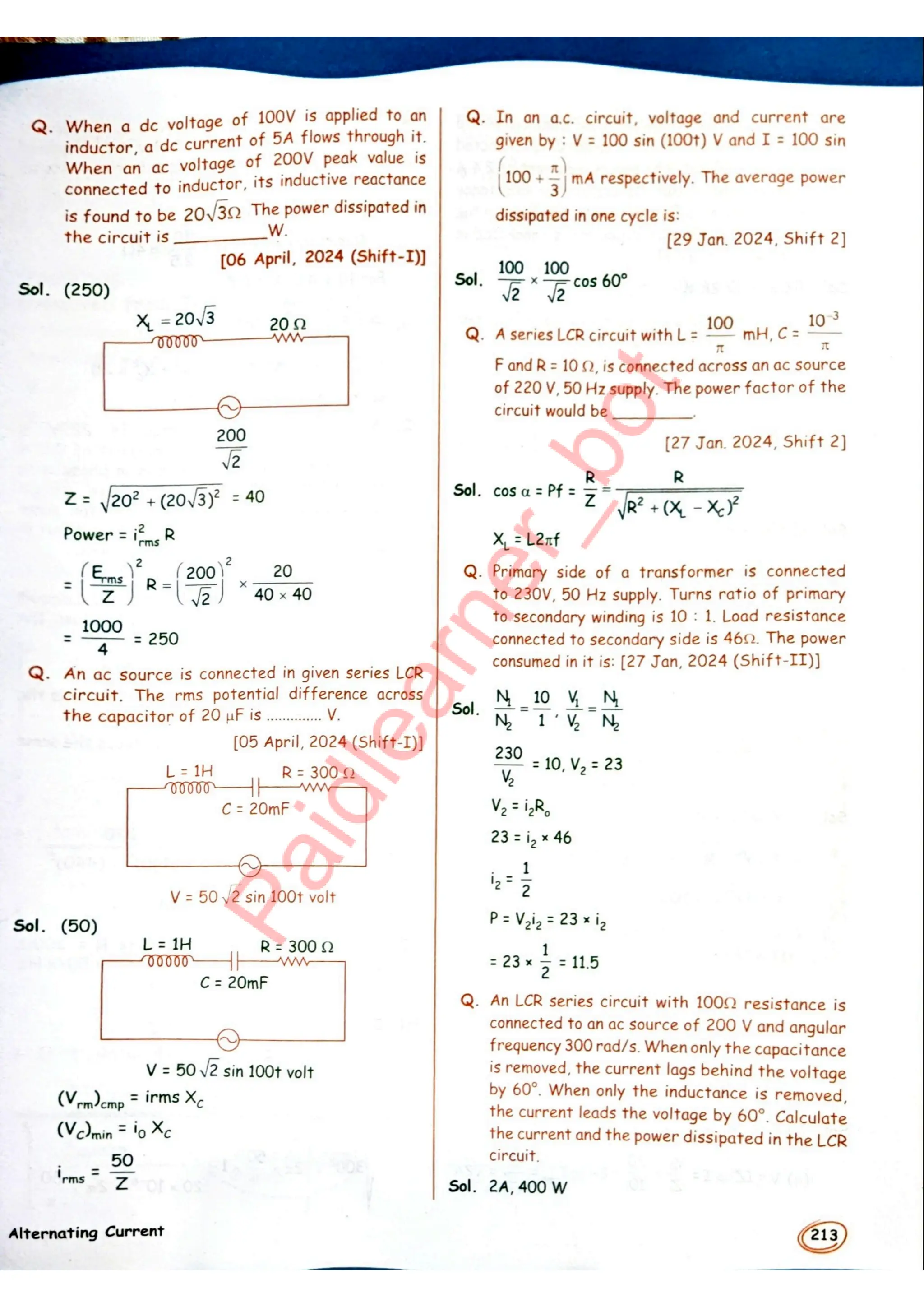 SKC Physics Crush Class 12 Handwritten Format Notes