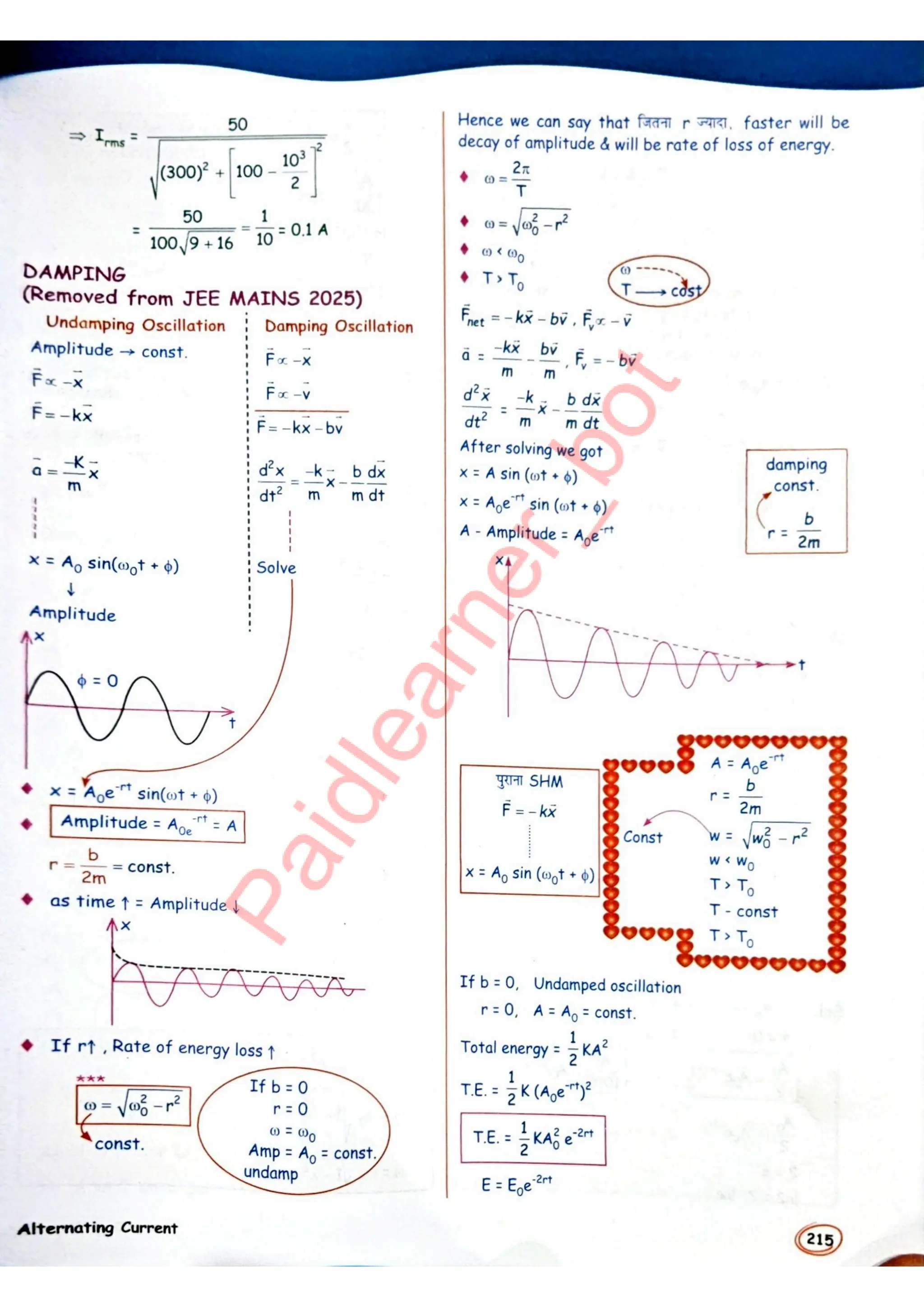 SKC Physics Crush Class 12 Handwritten Format Notes