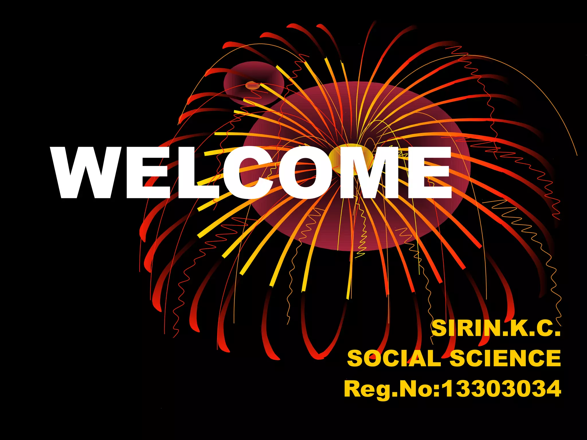WELCOME
SIRIN.K.C.
SOCIAL SCIENCE
Reg.No:13303034