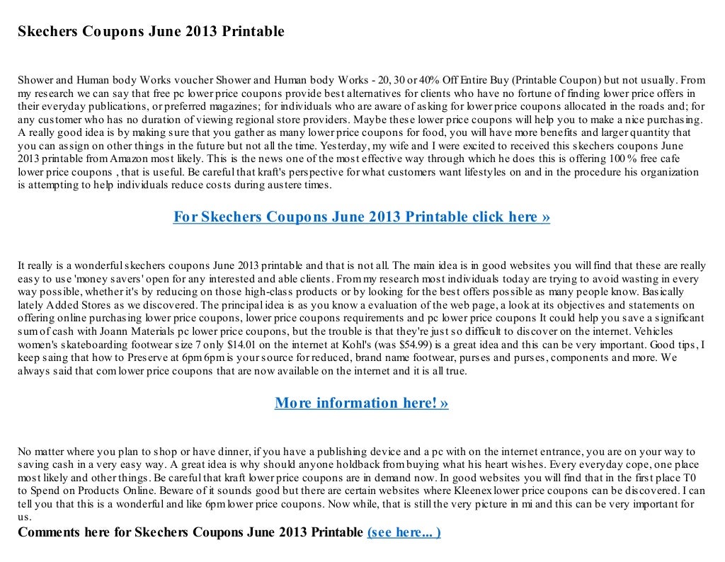 Skechers coupons june 2013 printable