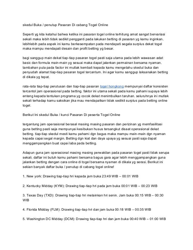 Skedul Buka 2 F Penutup Pasaran Di Cabang Togel Online