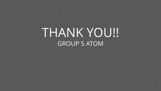 THANK YOU!!
GROUP 5 ATOM
 