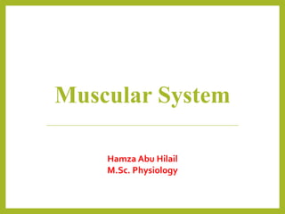 Hamza Abu Hilail
M.Sc. Physiology
Muscular System
 