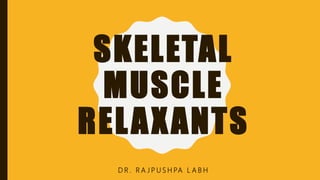 SKELETAL
MUSCLE
RELAXANTS
D R . R A J P U S H PA L A B H
 