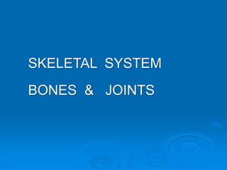 SKELETAL SYSTEM
BONES & JOINTS
 