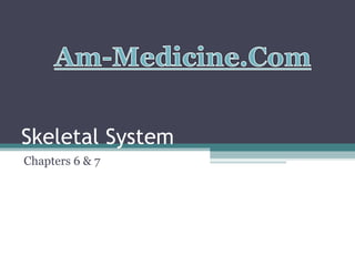 Skeletal System
Chapters 6 & 7
 