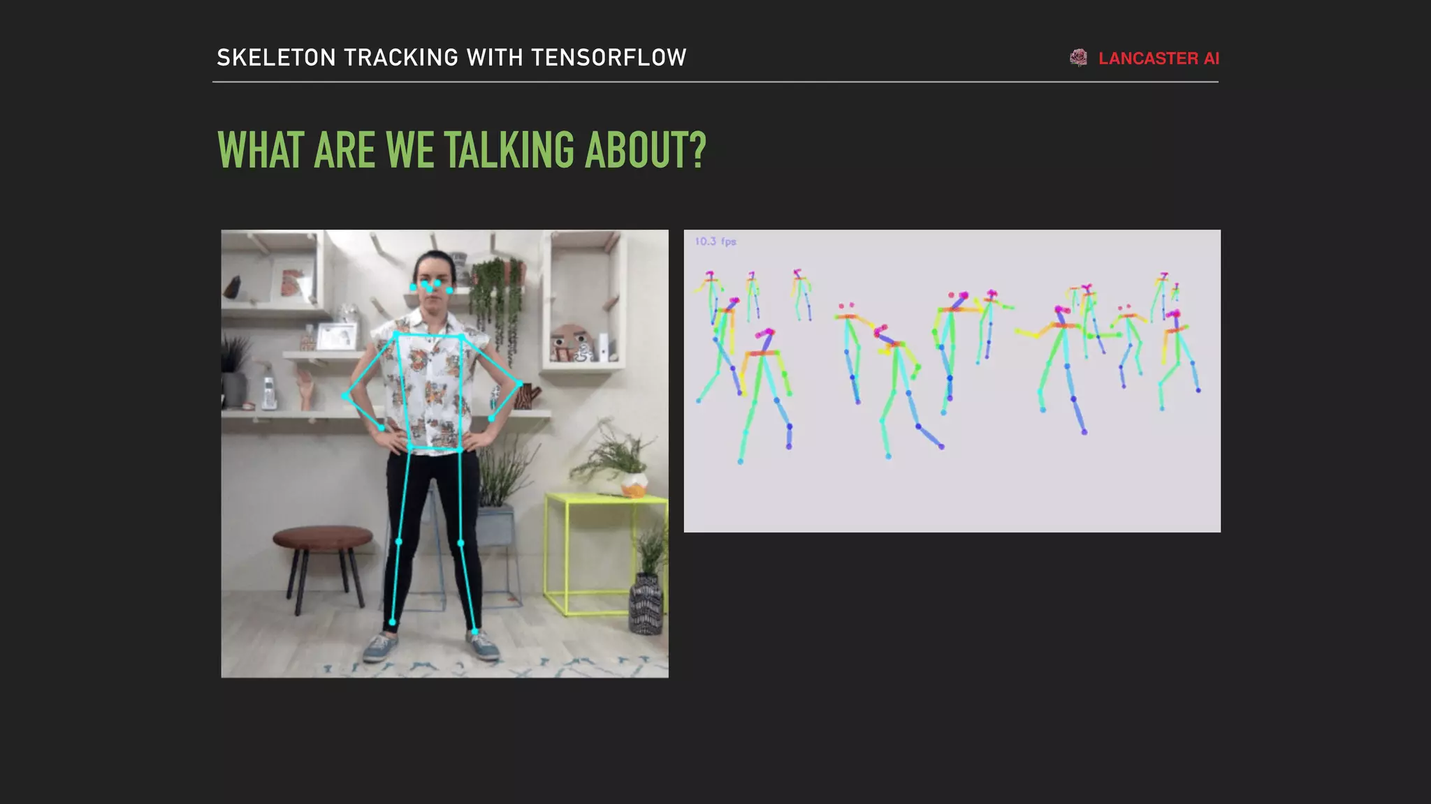 LANCASTER AISKELETON TRACKING WITH TENSORFLOW
WHAT ARE WE TALKING ABOUT?
 