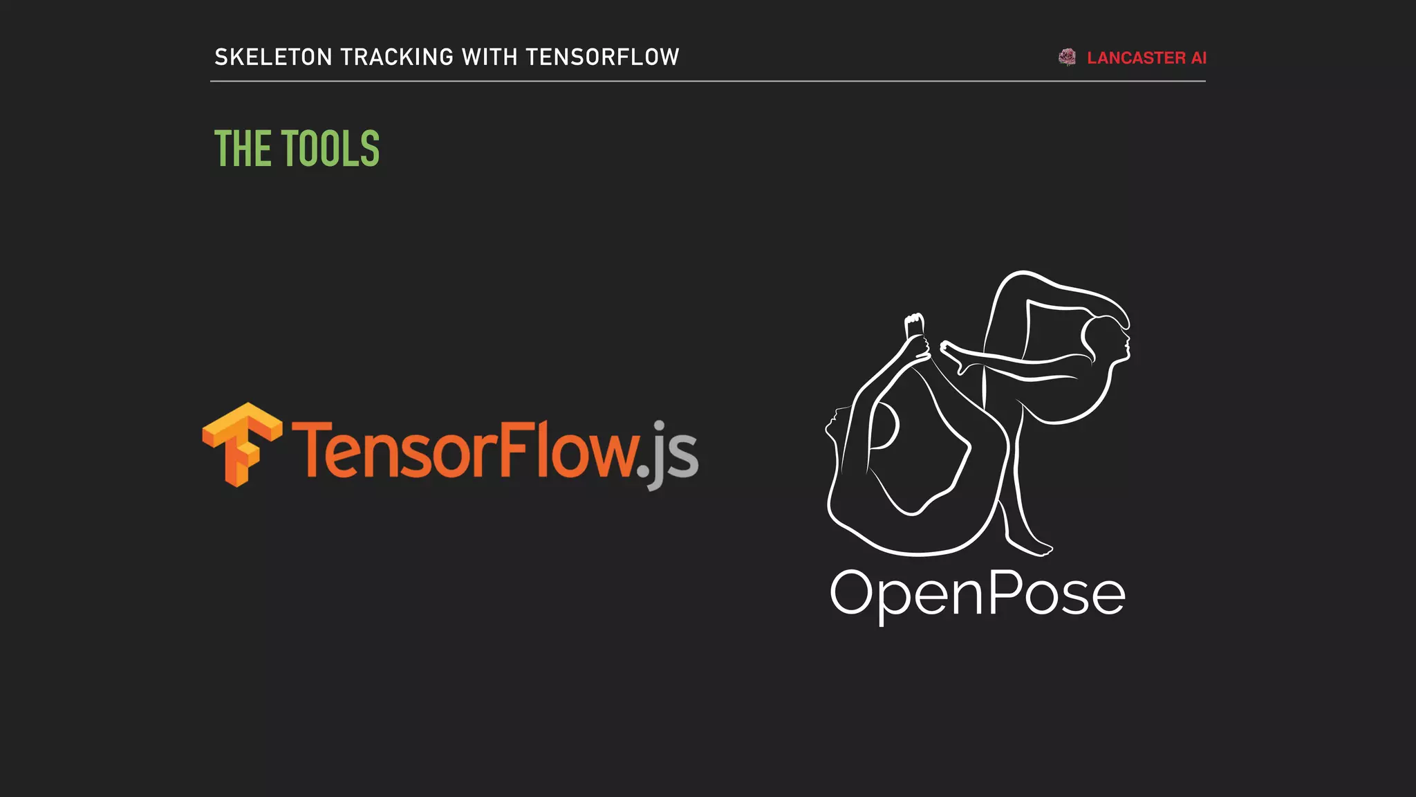 LANCASTER AISKELETON TRACKING WITH TENSORFLOW
THE TOOLS
 