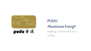 PUDU
Aluminum EnergY
makinga cleaner future a
reality
1
 