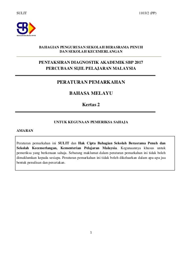 Skema Jawapan Percubaan Spm 2017 Johor Bahasa Melayu
