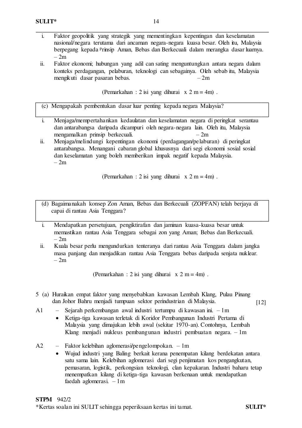 Skema Jawapan Trial S2 2019  SMK Pamol, Sandakan, Sabah