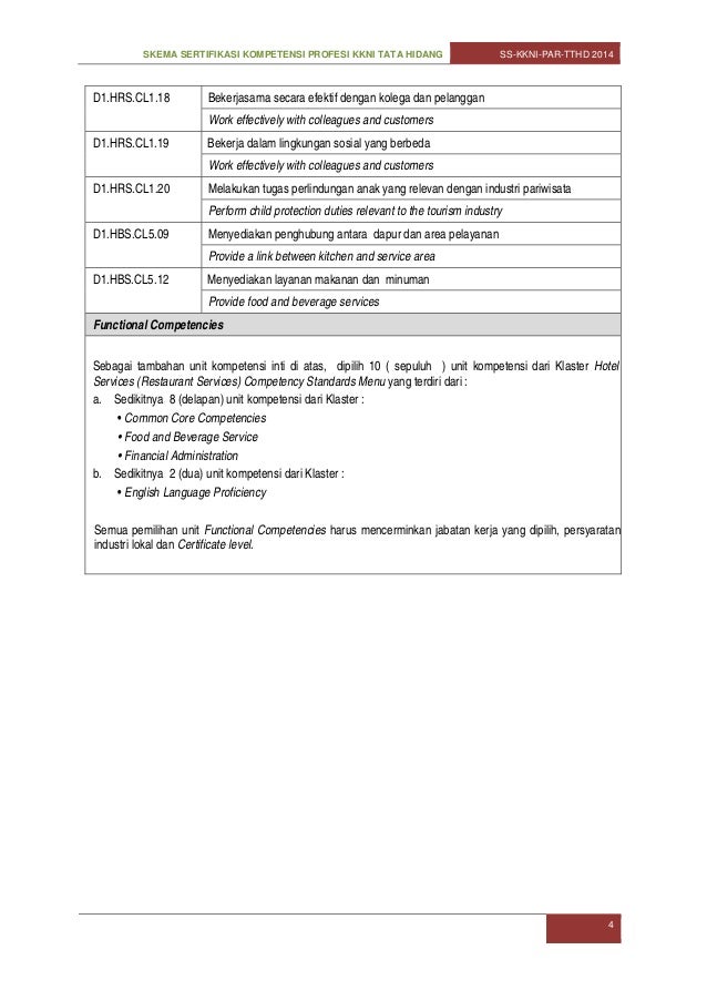 Skema sertifikasi kkni food and beverage services 2014