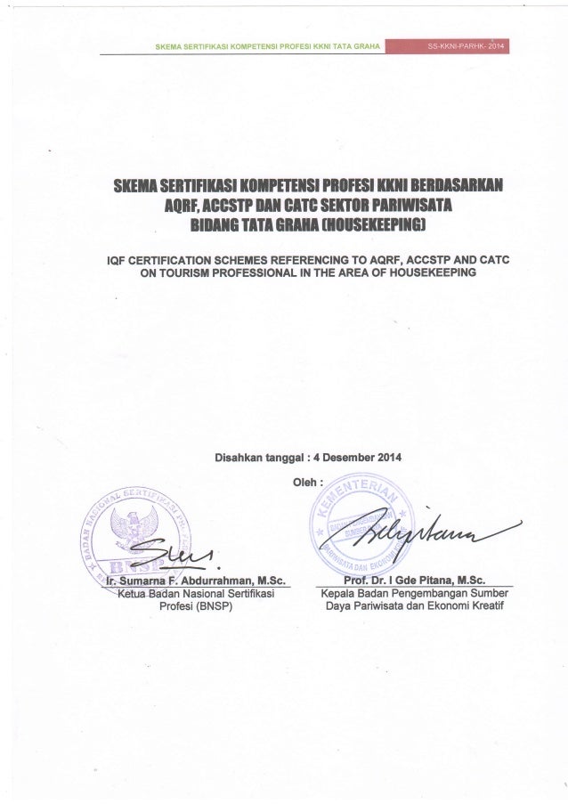 Skema sertifikasi kkni housekeeping 2014