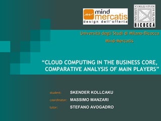 Cloud Computing in the business core,
comparative analysis of main players
SKENDER KOLLCAKU
MILAN, ITALY (2012)
 