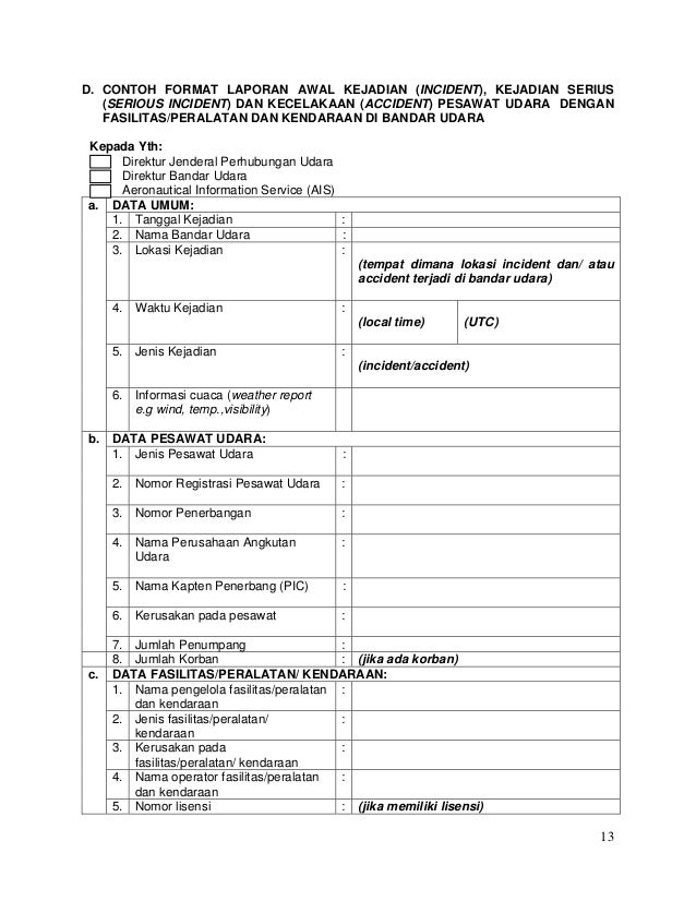 skep 40 iii 2010 ac incident accident report contoh incident report