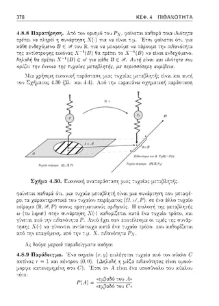 ω
A ∈ A
P
Ω
B∈B
R
X(·)
PX
Τυχαίο πείραμα (Ω,A, P) Τυχαίο πείραμα (R,B, PX)
Πιθανότητα του Β: PX(B):=P(A)
 