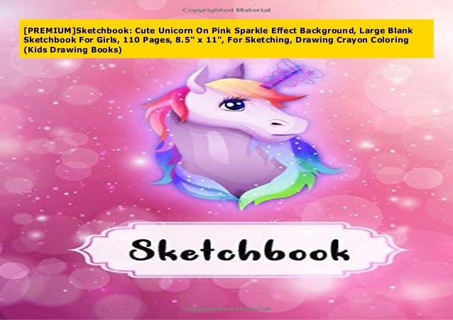 Premium Sketchbook Cute Unicorn On Pink Sparkle Effect Background