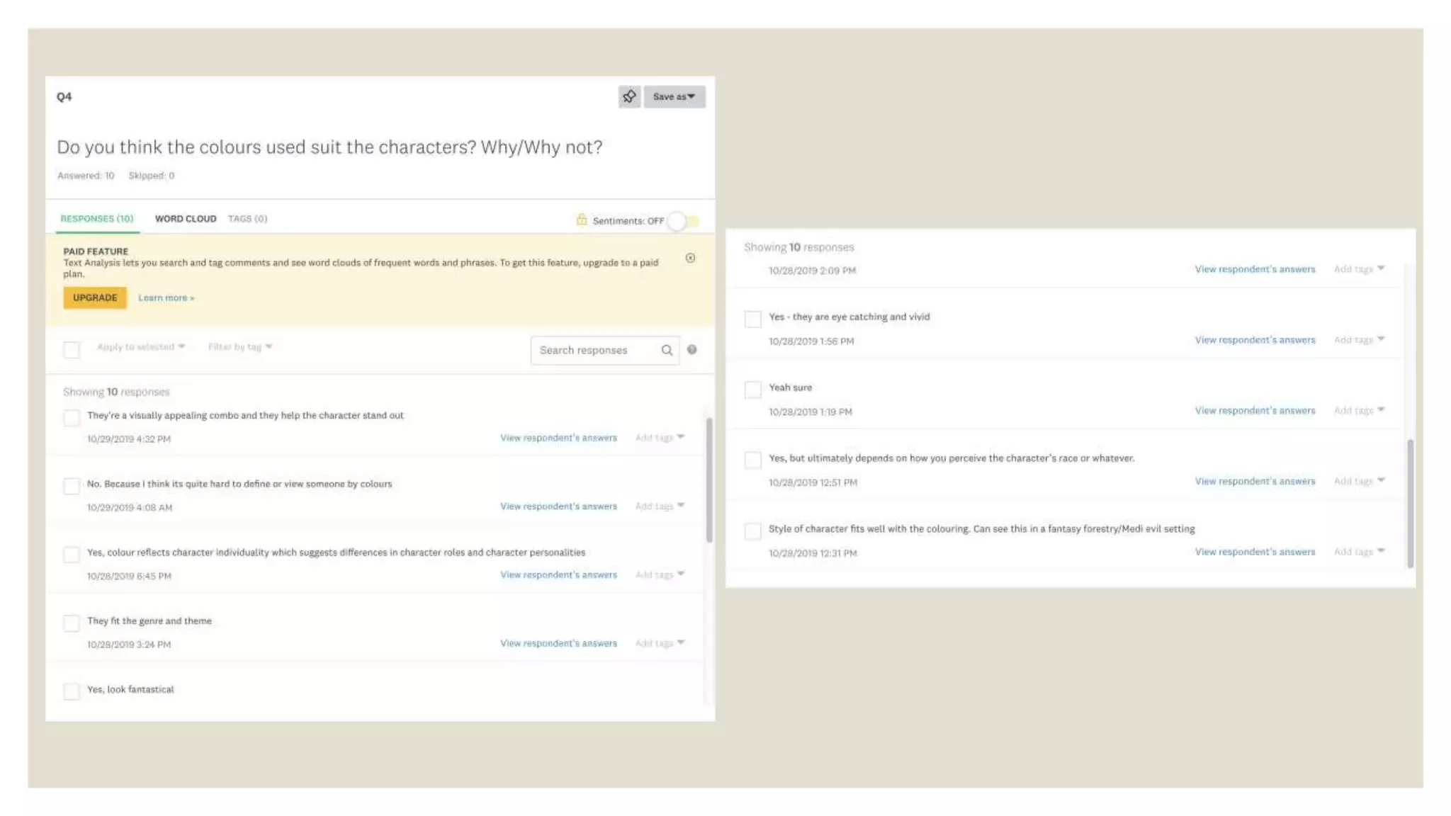 Character Sketches Feedback Survey