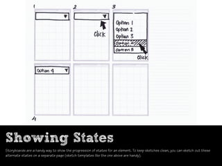 Showing States
Storyboards are a handy way to show the progression of states for an element. To keep sketches clean, you c...