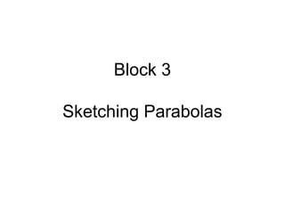 Block 3
Sketching Parabolas
 