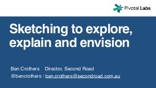 Ben Crothers Director, Second Road
@bencrothers | ben.crothers@secondroad.com.au
Sketching to explore,
explain and envision
 