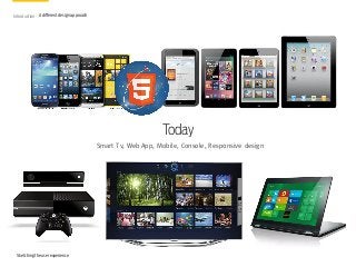 Introduction A different design approach
Sketching the user experience
Today
Smart Tv, Web App, Mobile, Console, Responsiv...